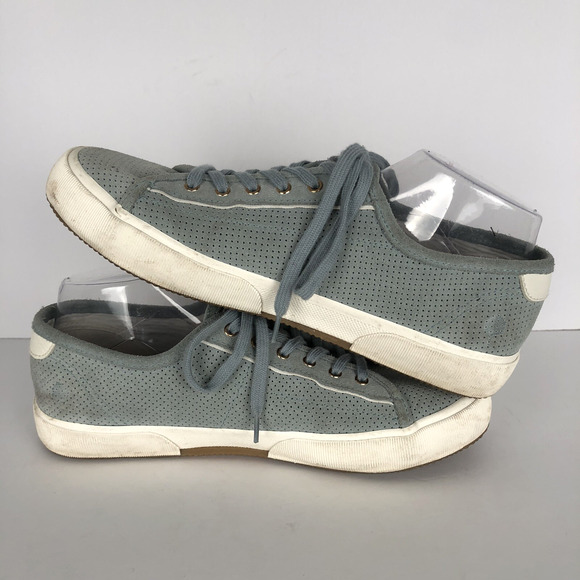 FAGUO Suede Perforated Sneaker Men's 8 / 40 Birch Blue Leather Lace Up Comfort - Picture 11 of 14